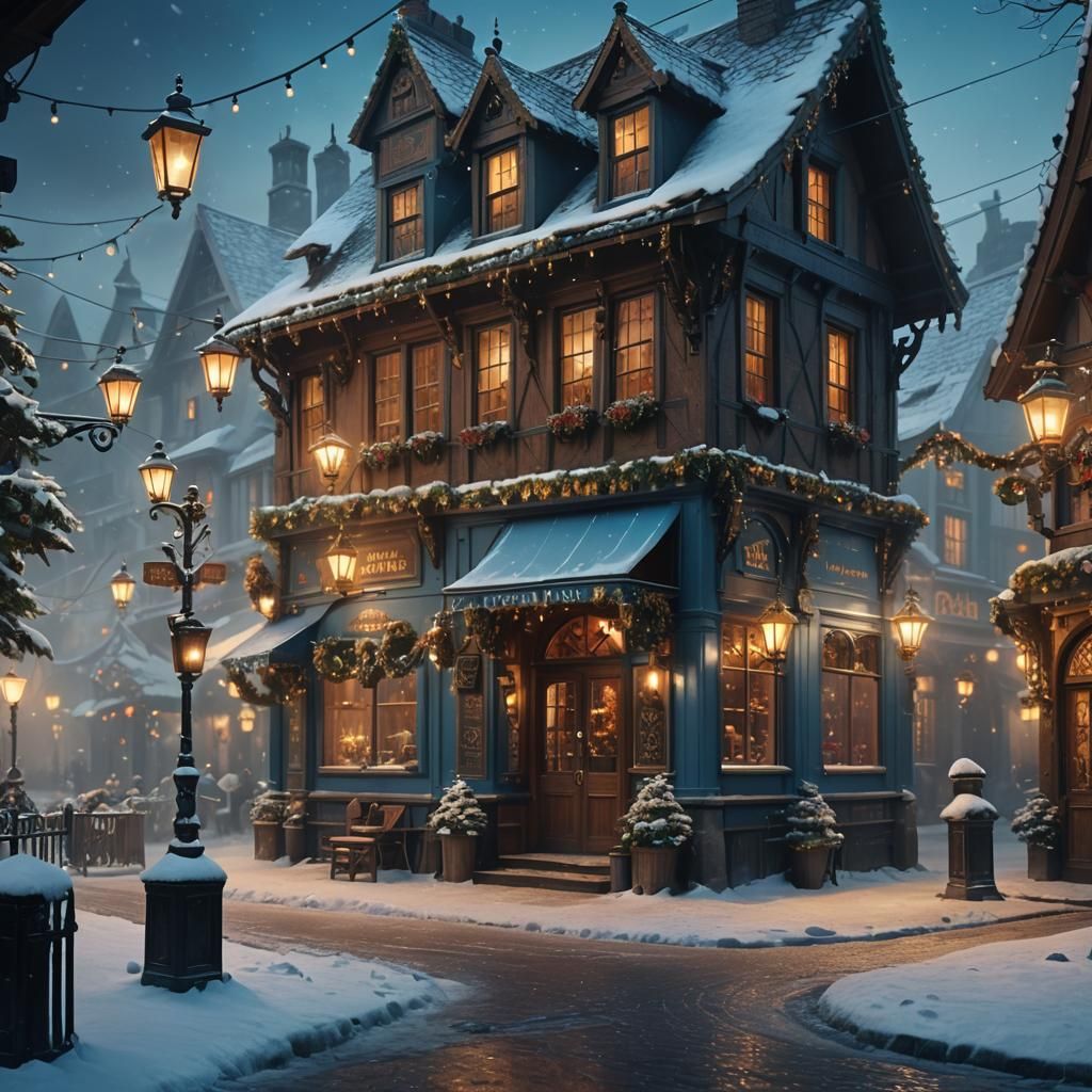 Christmas in a Cozy Fantasy Town Inn