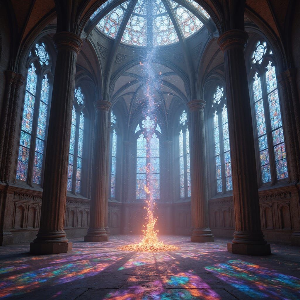 Majestic Cathedral of Iridescent Stormlight and Opal Flames