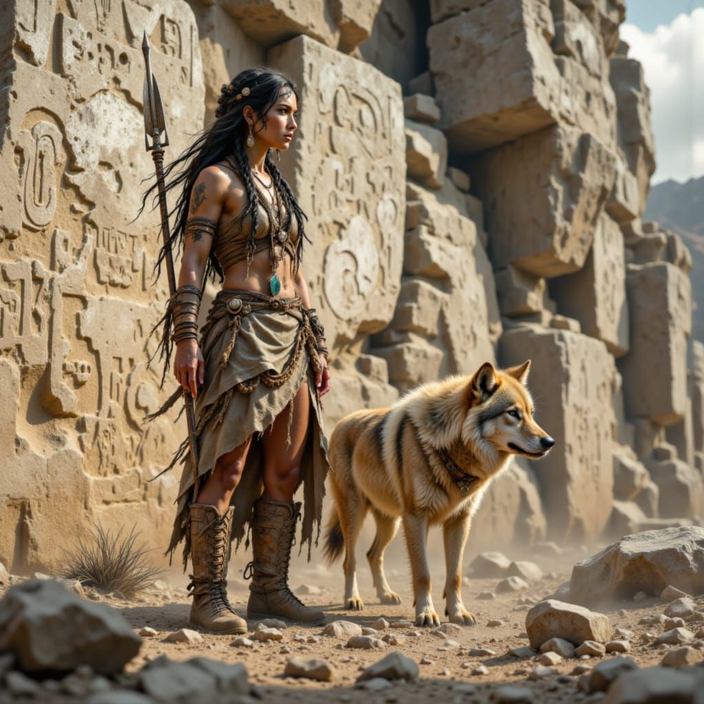 Ice Age Woman and Wolf at Gobekli Tepe
