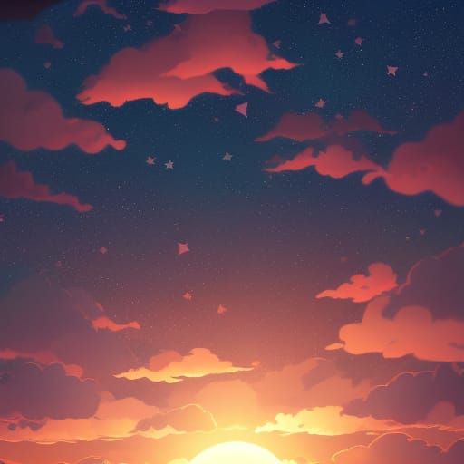 Anime Sky with Stars in Ghibli Style