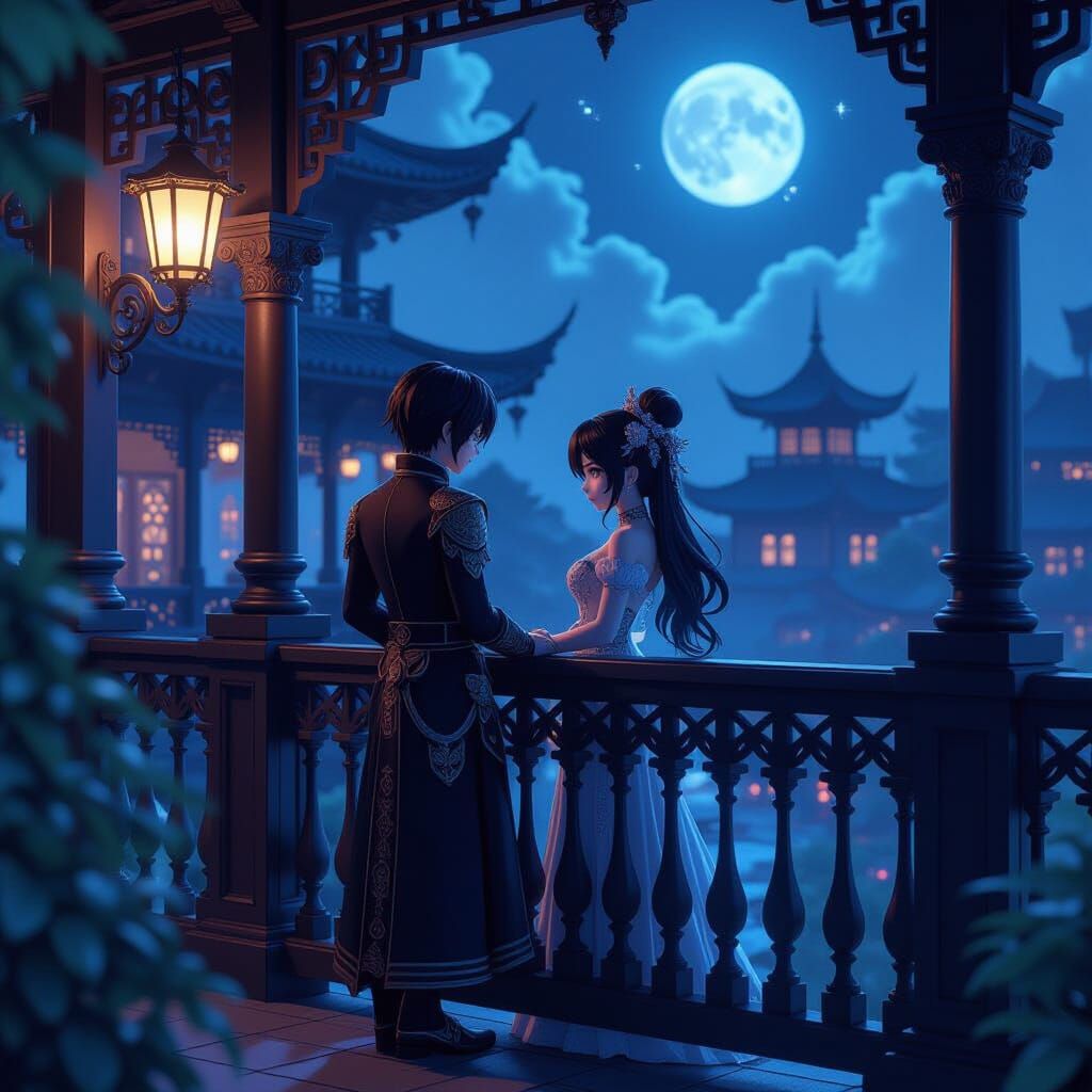 Moonlit Rendezvous: Secret Dating Scandal in 3D Anime Style
