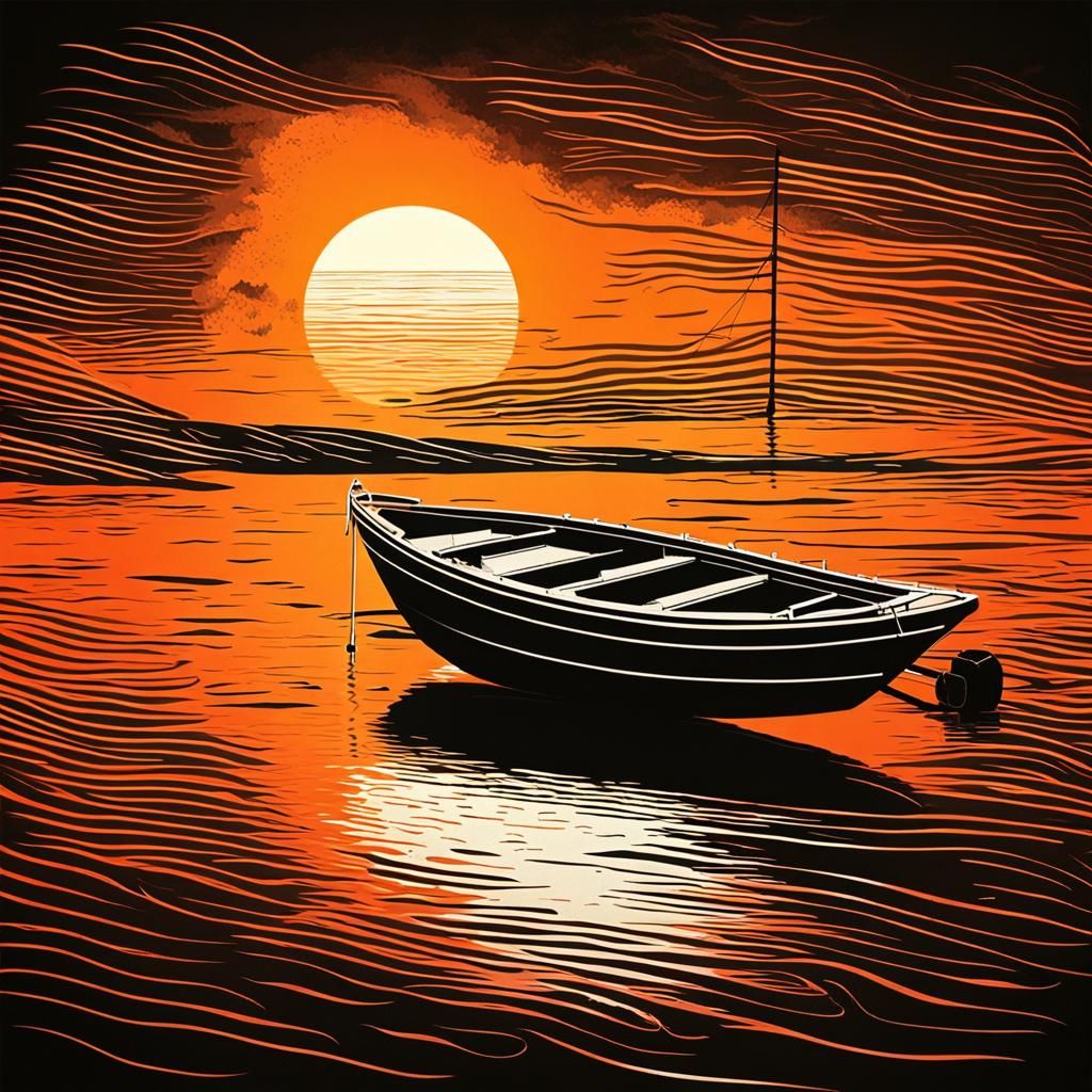 Dramatic Boat in Surreal Fauvist Style