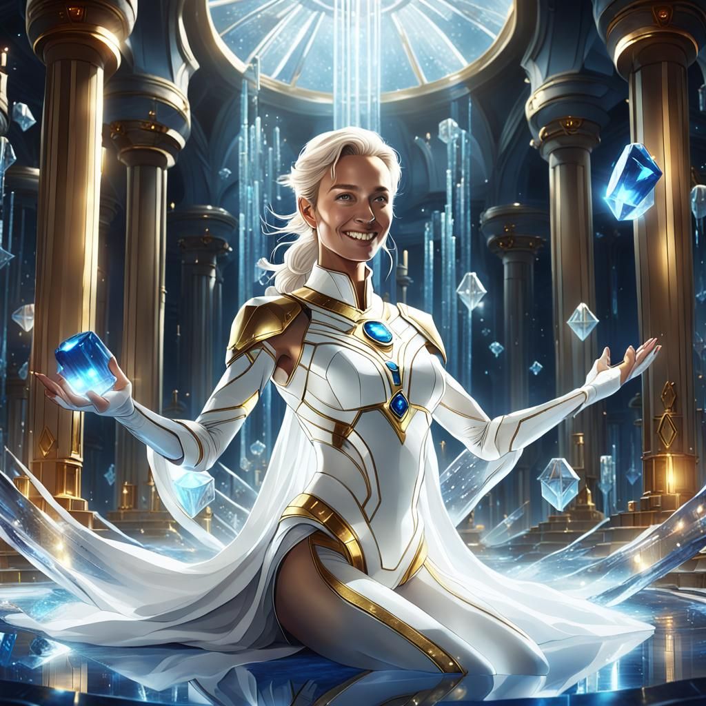Atlantean Healer in Sci-Fi Crystal Chamber