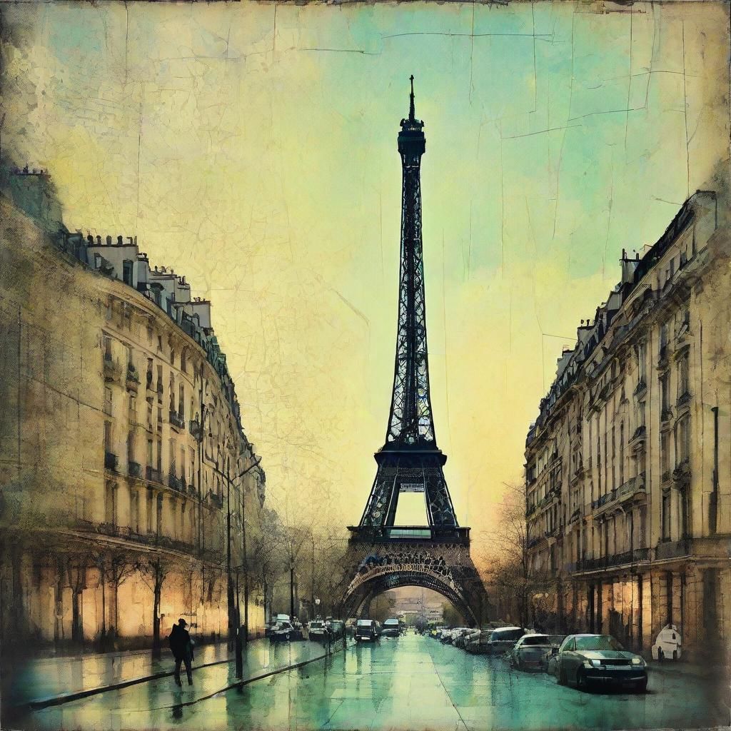 Constructivist Paris Spring Poster with Grunge Effect