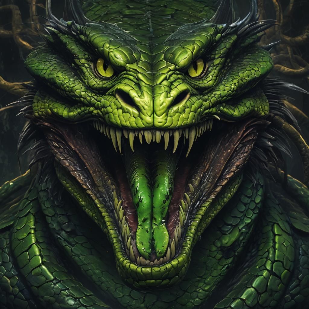 Viper Portrait with Fluorescent Scales