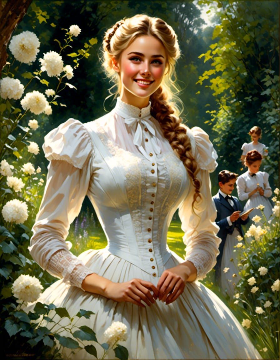 Victorian Woman in Mystic Garden Portrait
