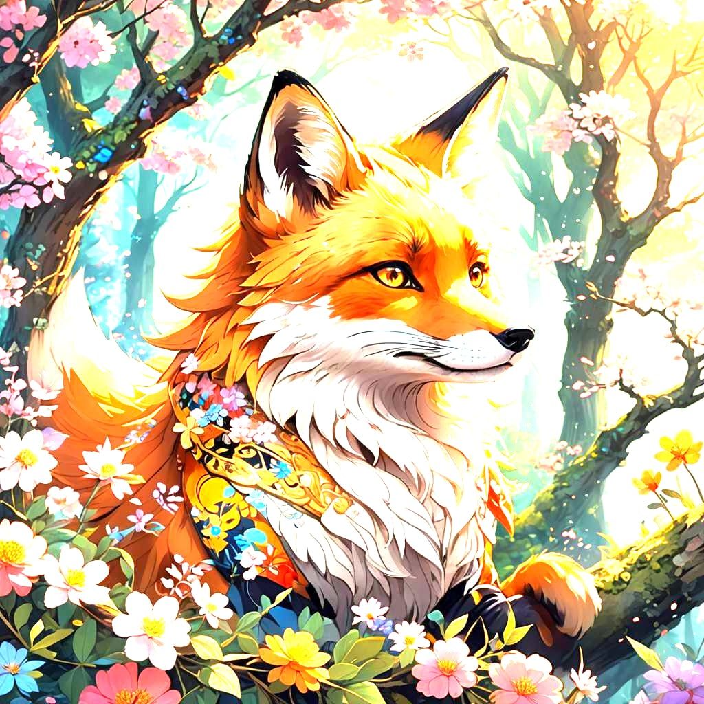 Cute Fox in Anime Manga Style
