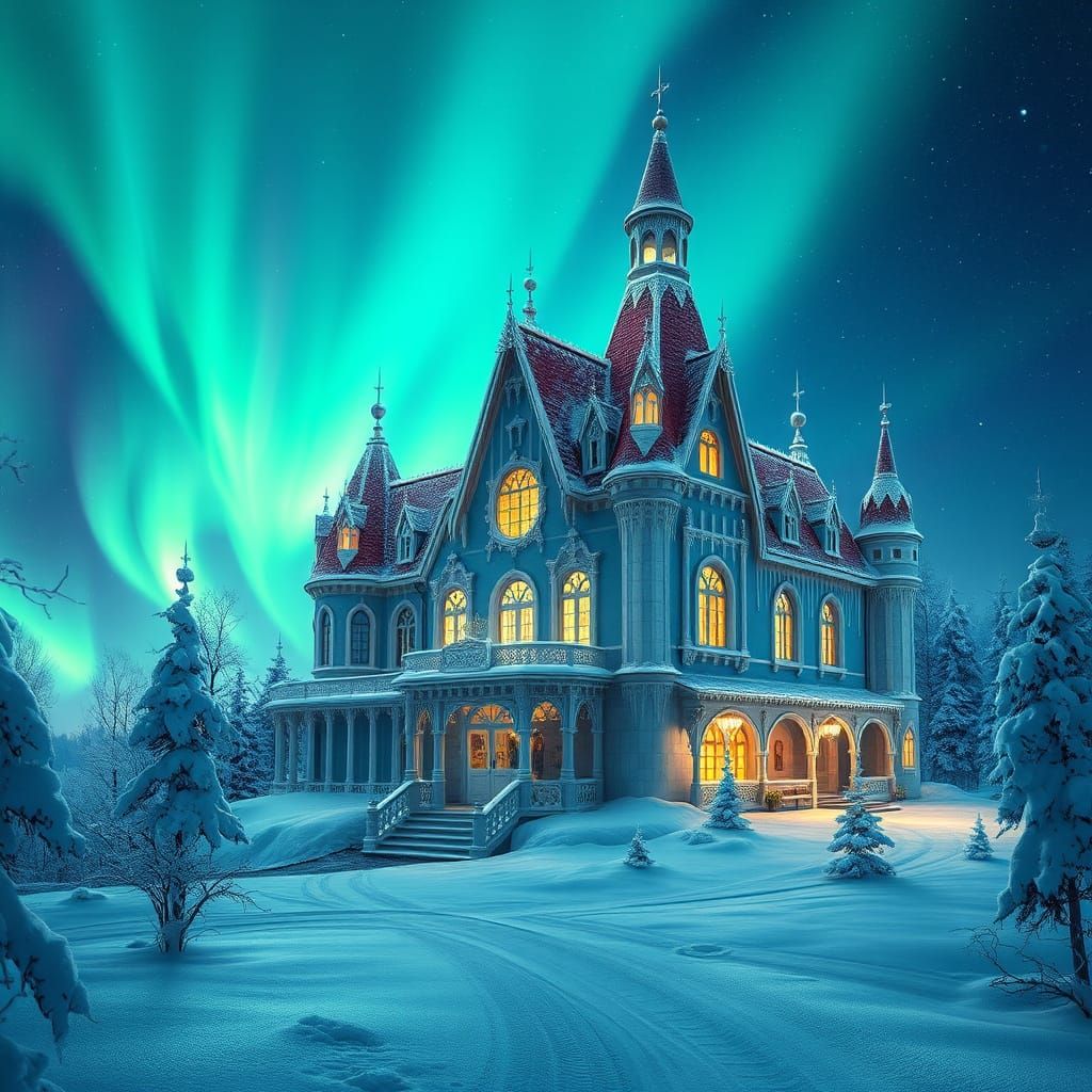 Winter Wonderland Fairy Tale Castle in Ethereal Light
