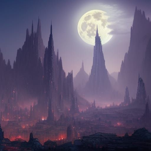 Fantastical Moon City in Detailed Matte Painting