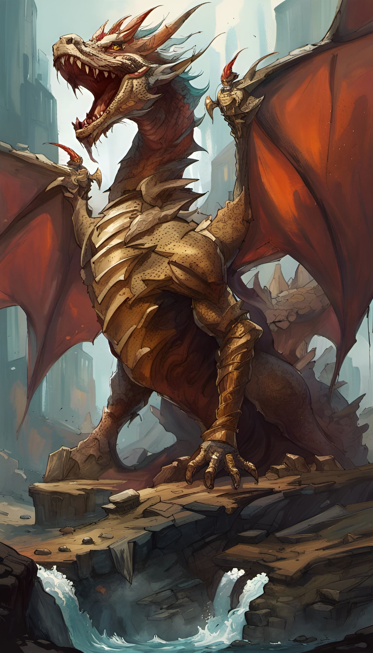 Futuristic Magical Dragon God in Sci-Fi Vector Art