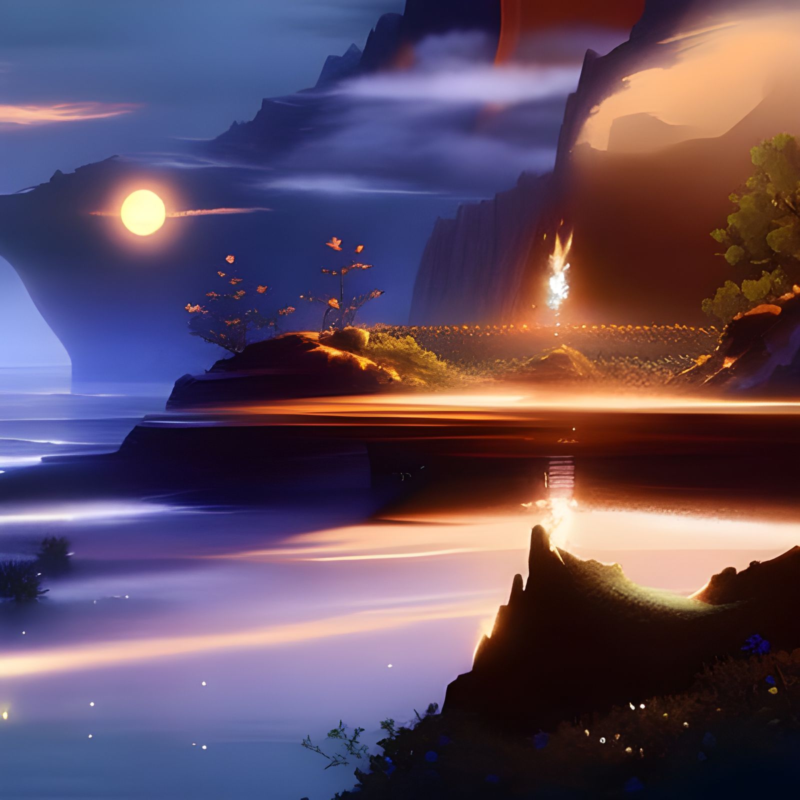 Pikachu Stargazing at Night in Anime Style