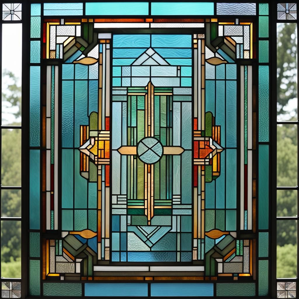Stained Glass Window in Prairie Style
