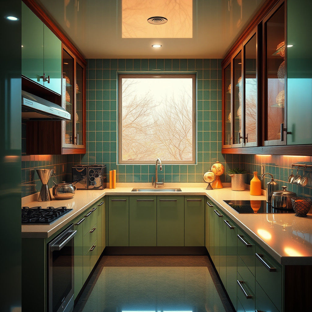 Retro 80s Kitchen Design in Photorealistic Style