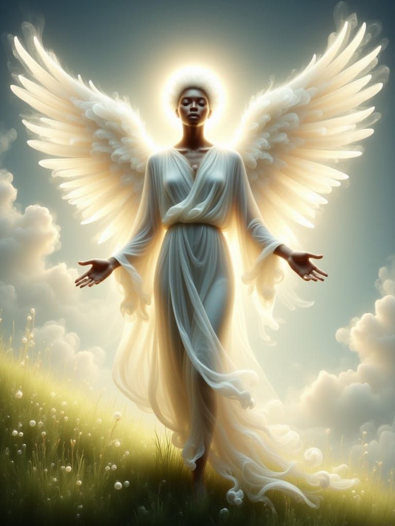 African American Angel in Realistic Style