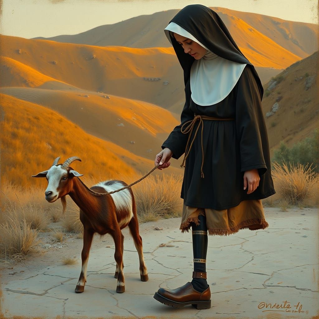 Ethereal Nun Contemplates Nature's Harmony