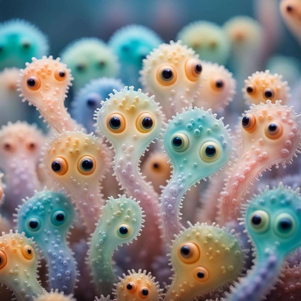 Macro View of Smiling Amoeba Clones in Microscopic World