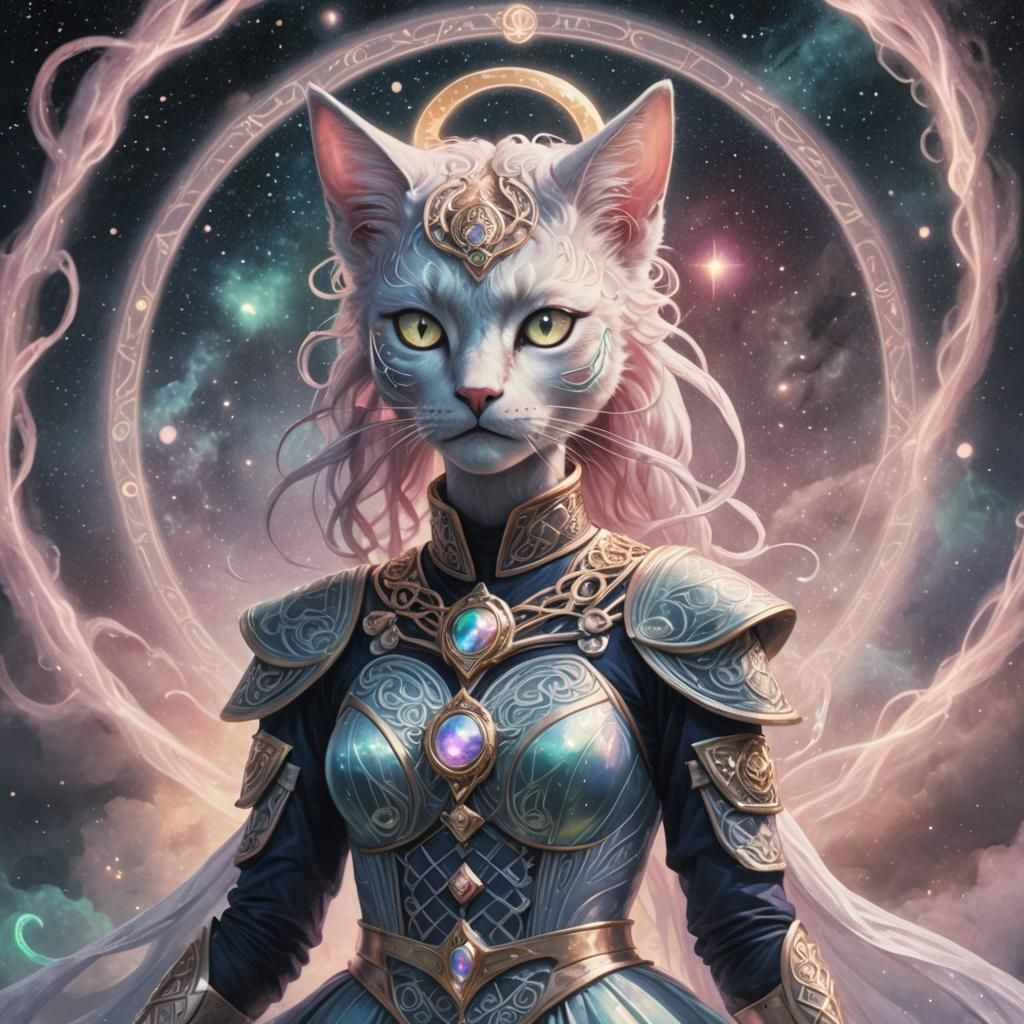 Celtic Sci-Fi Alien in Iridescent Nebula