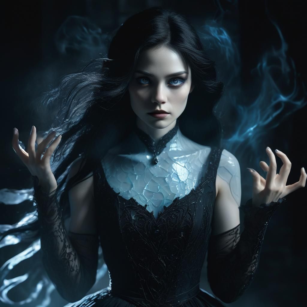 Enchanting Dark Fantasy Portrait of a Woman in Shadows