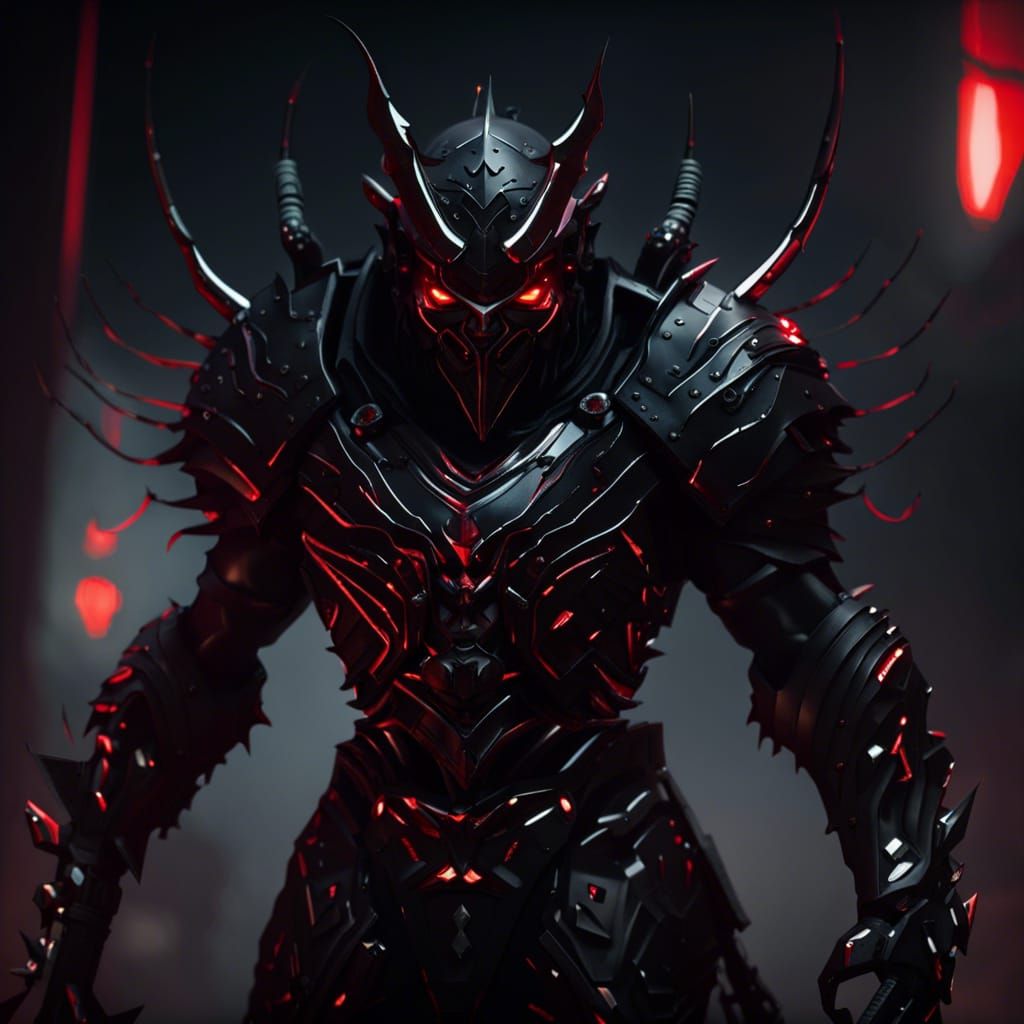 Futuristic Oni Assassin in Cyberpunk Style