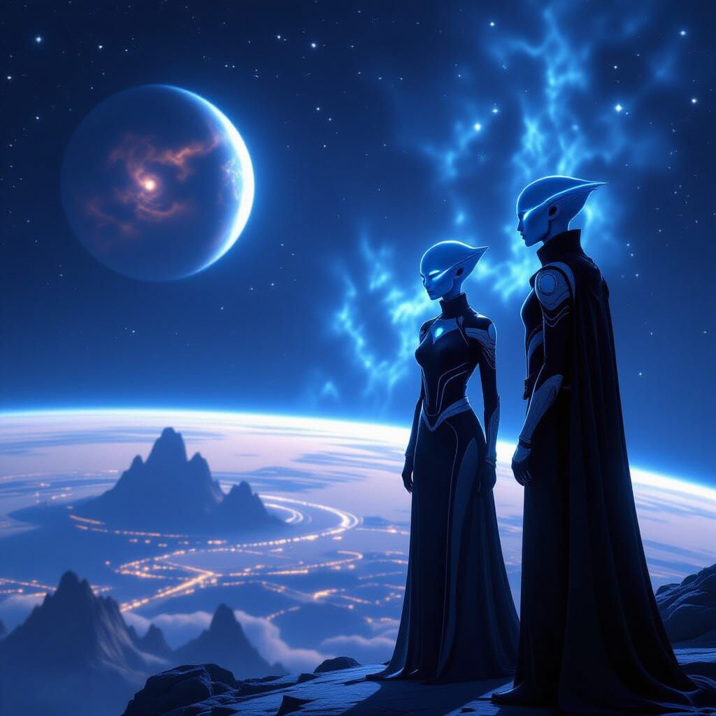 Alien Andromadans Observe Earth in Cinematic Concept Art Sty...