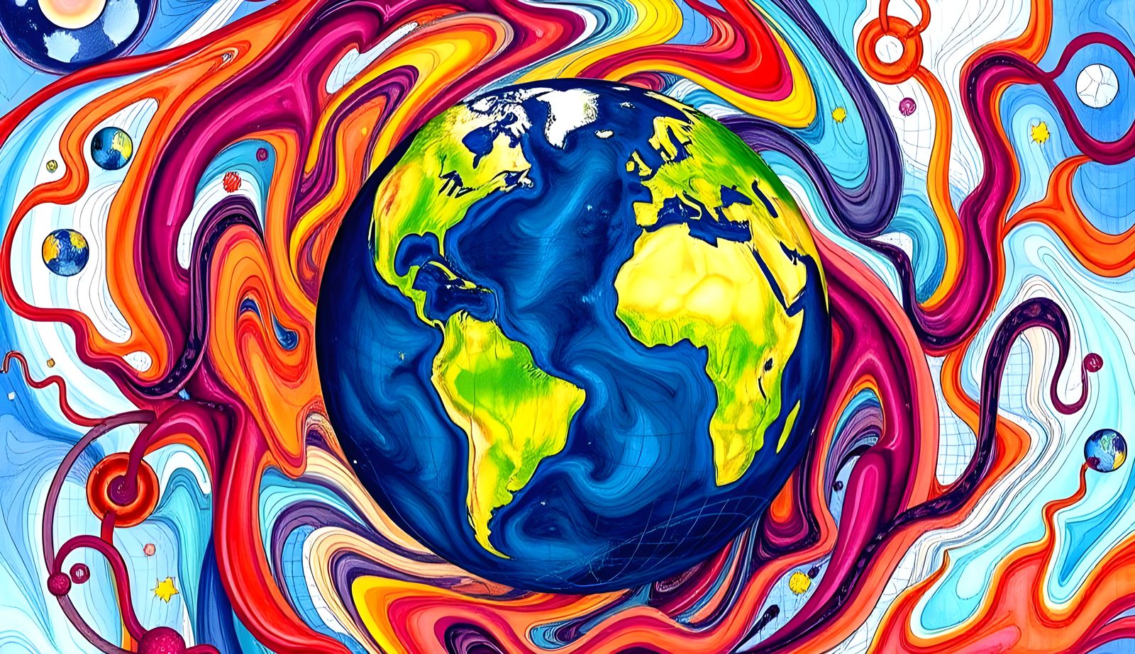 Abstract Interconnected World: Hand-Drawn Sketch