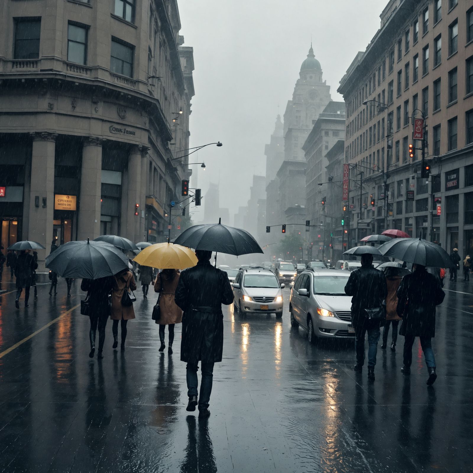 Rainy City Streets in Hyperrealistic Detail