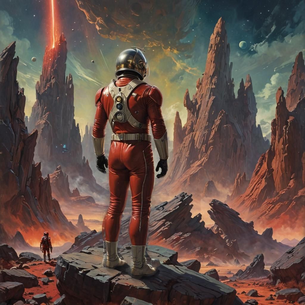 Retro-Futuristic Superhero in Metropolis Concept Art