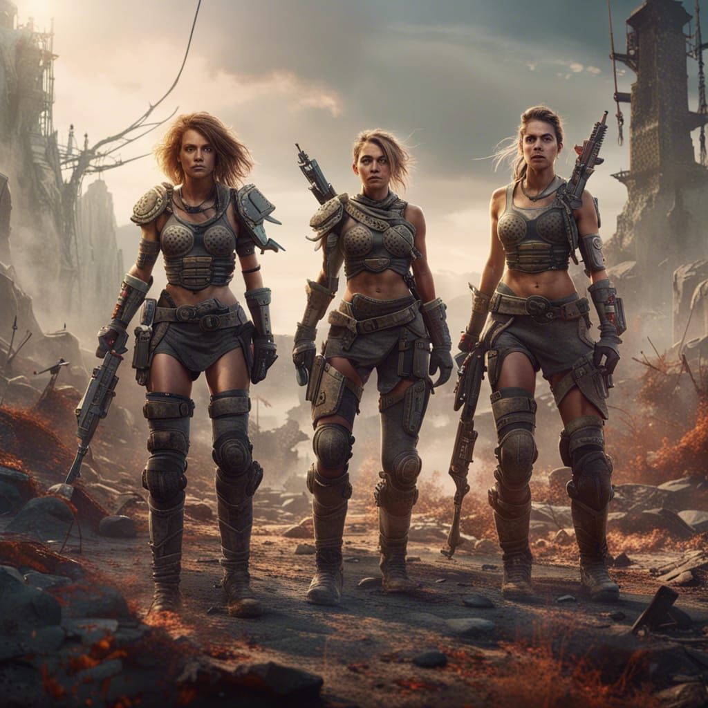 Female Warriors in Post-Apocalyptic Landscape