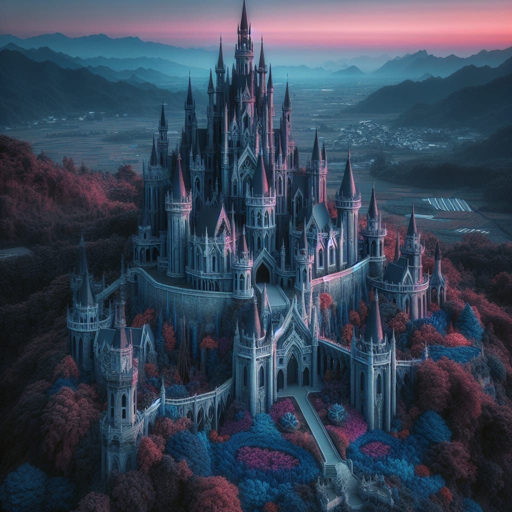 Medieval Gothic Castle in a Contrasting Grey and Muted Lands...