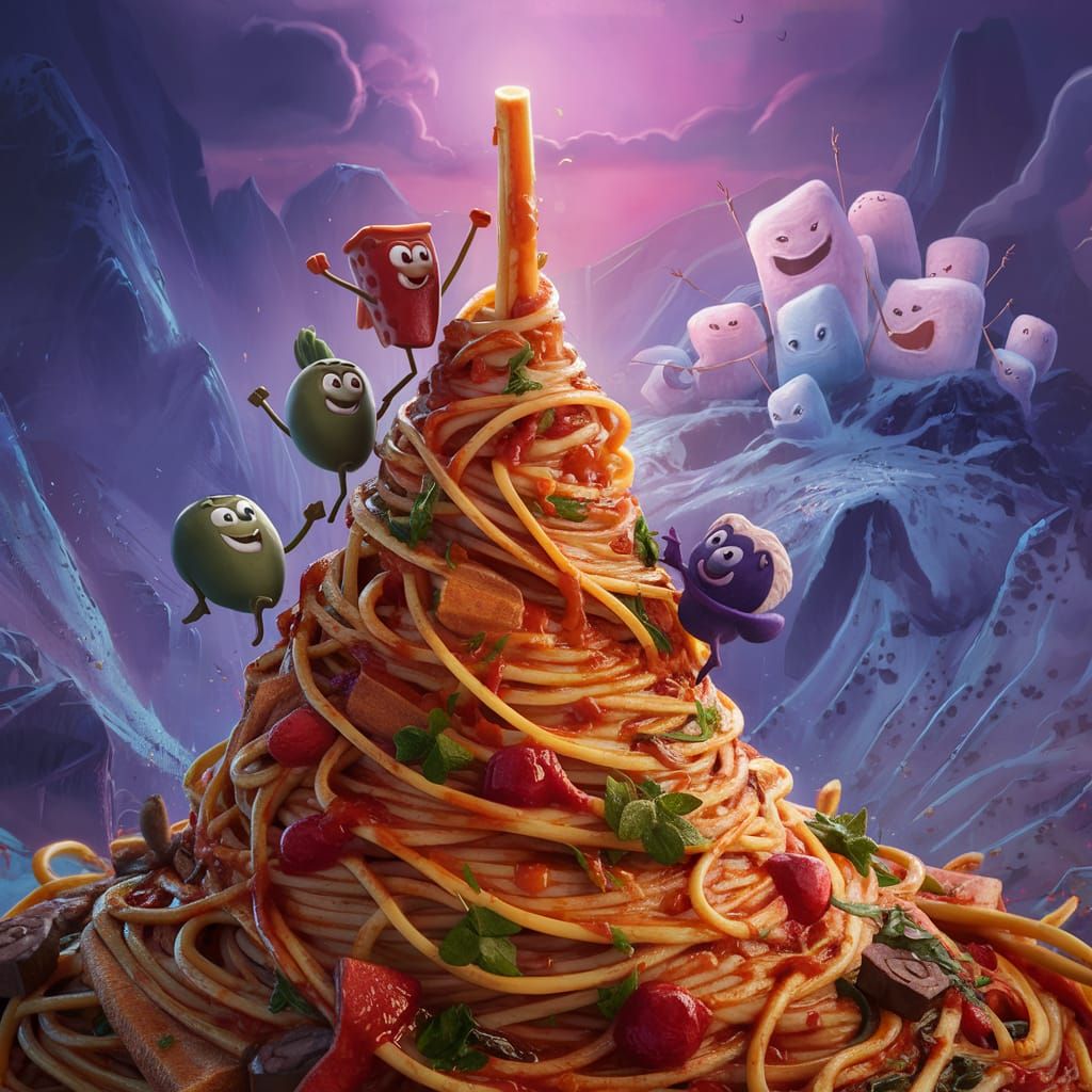 Spaghetti Mountain Adventure with Pepper, Olive, Berry, Coco