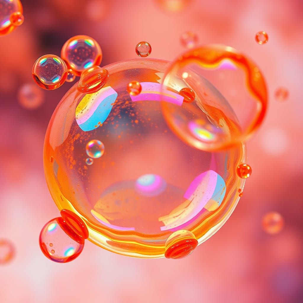 Vibrant Fanta Bubbles in Dreamy Watercolor Style