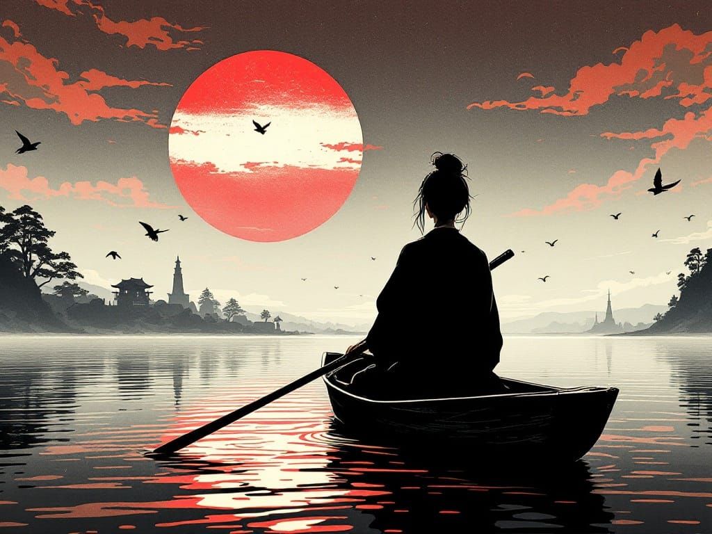 Surreal Landscape with a Meditative Figure