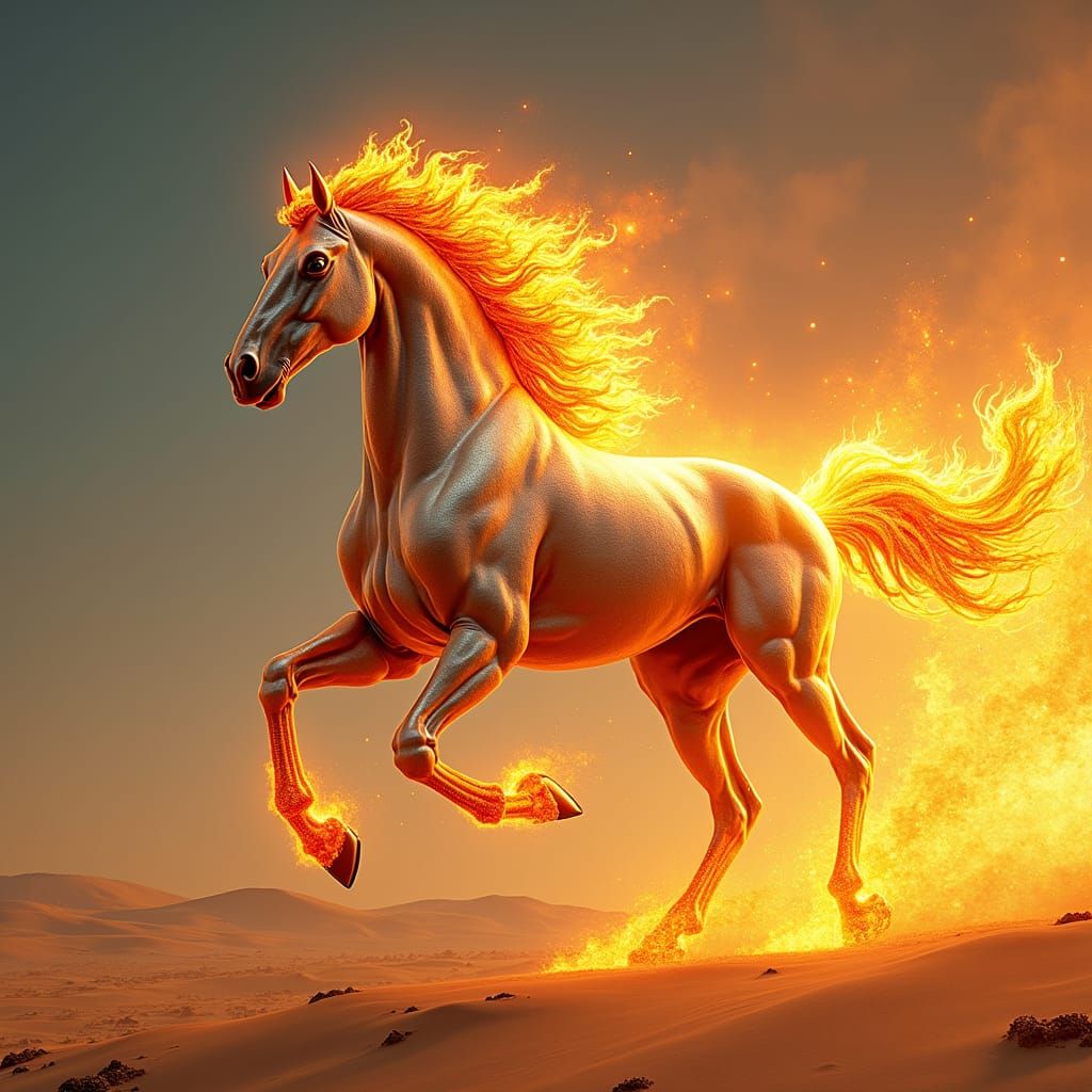 Metallic Horse Rides Flames on Endless Beach