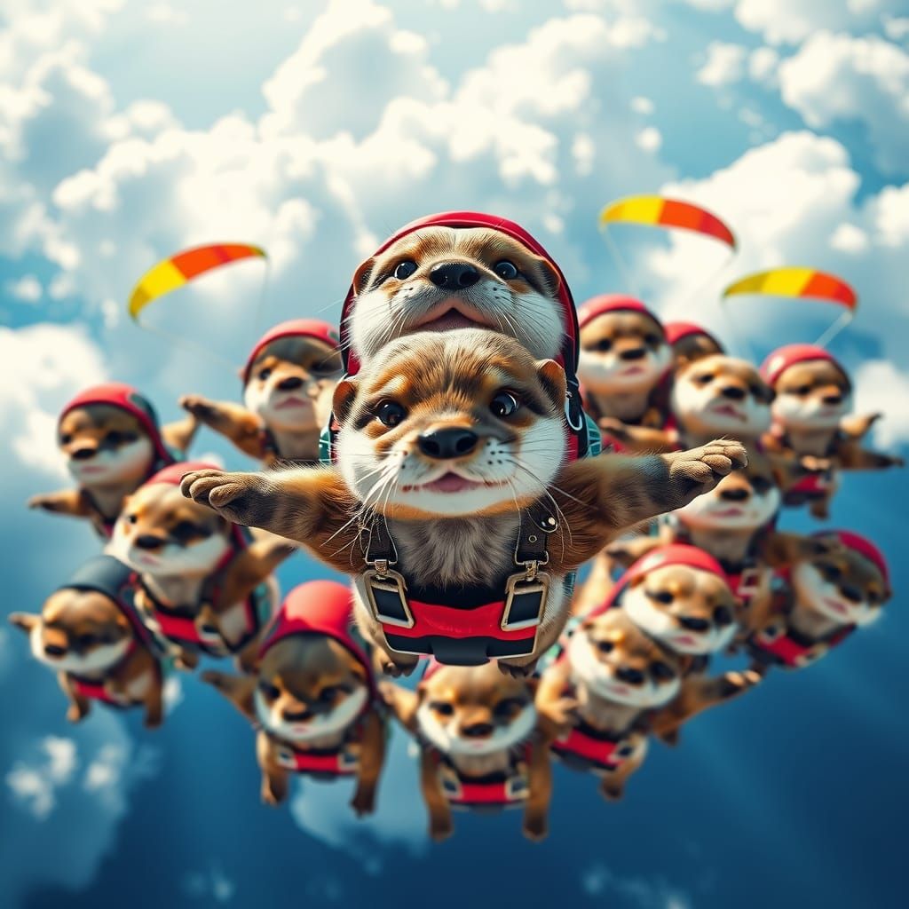 Group Skydiving is Best For a Bevy of Otters