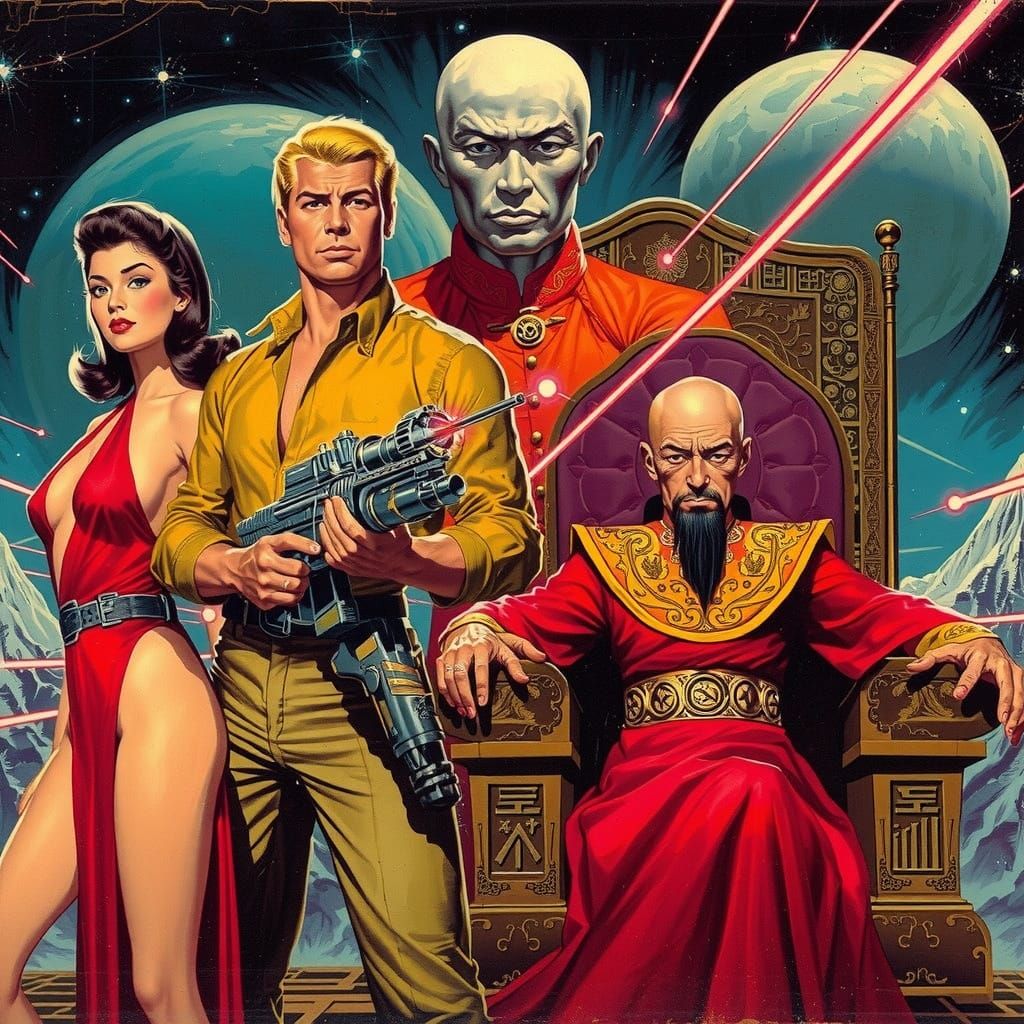 Flash Gordon Meets Ming the Merciless in a Pulp Magazine Mas...