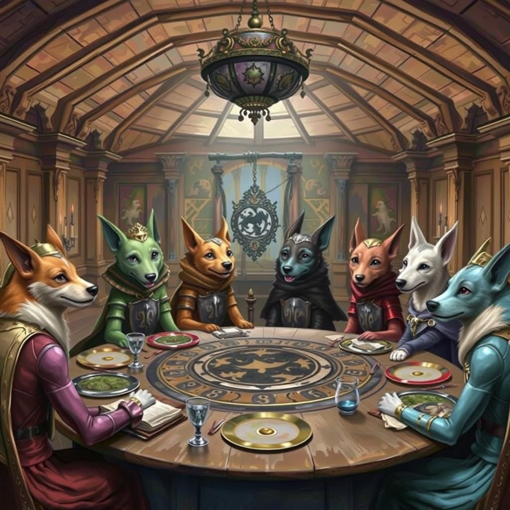 Funny Furry Doggies Recreate Knights of the Round Table