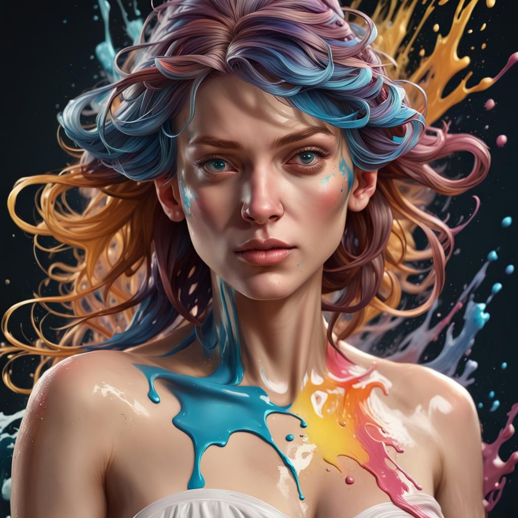 Colorful Splash Art Portrait with Dynamic Lighting