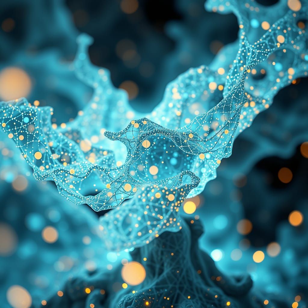 Bioluminescent Bio-Data Organism in Refik Anadol Style