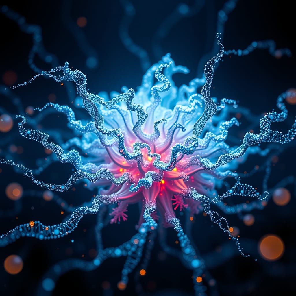 Bioluminescent AI Organism: Fluid Growth and Data Flow