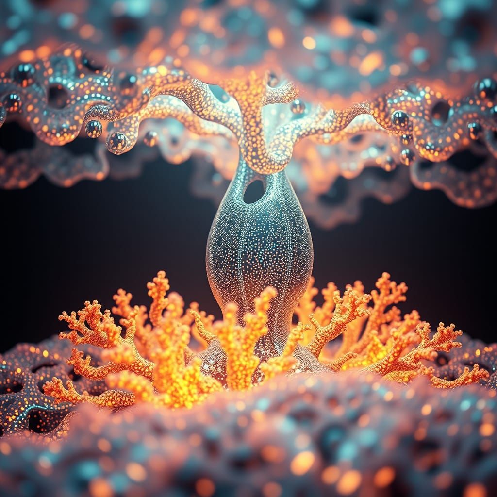 Bioluminescent AI Organism in Refik Anadol Style