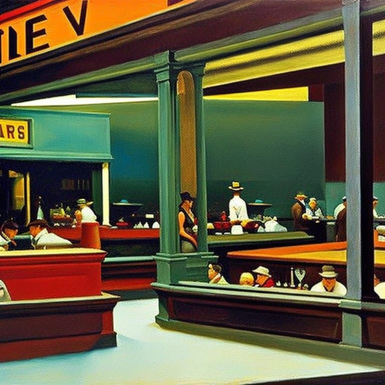 Night Diner Inspired by Edward Hopper