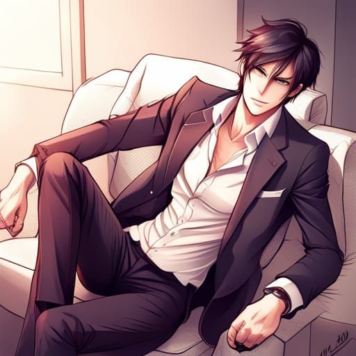 Anime Style Tattooed Businessman Illustration