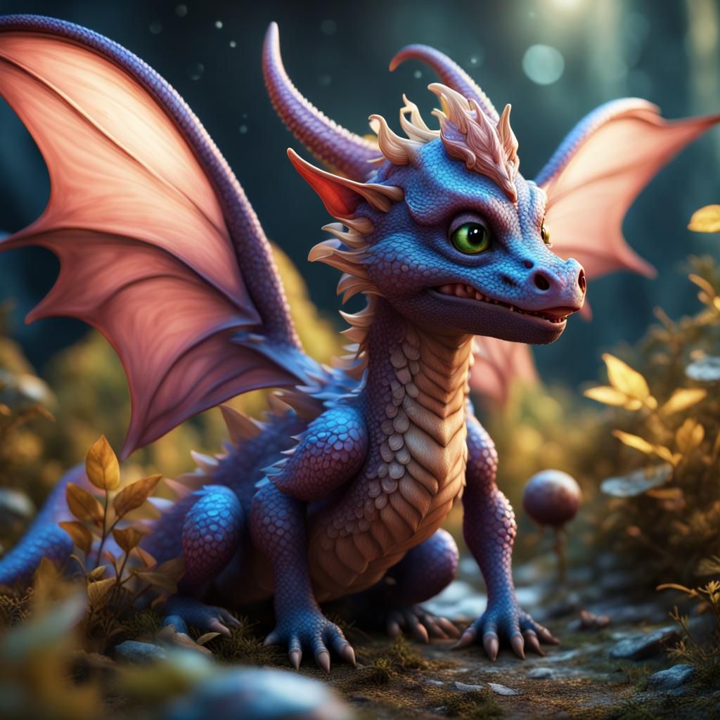 Giggling Fairy Dragon in Detailed Fantasy Art
