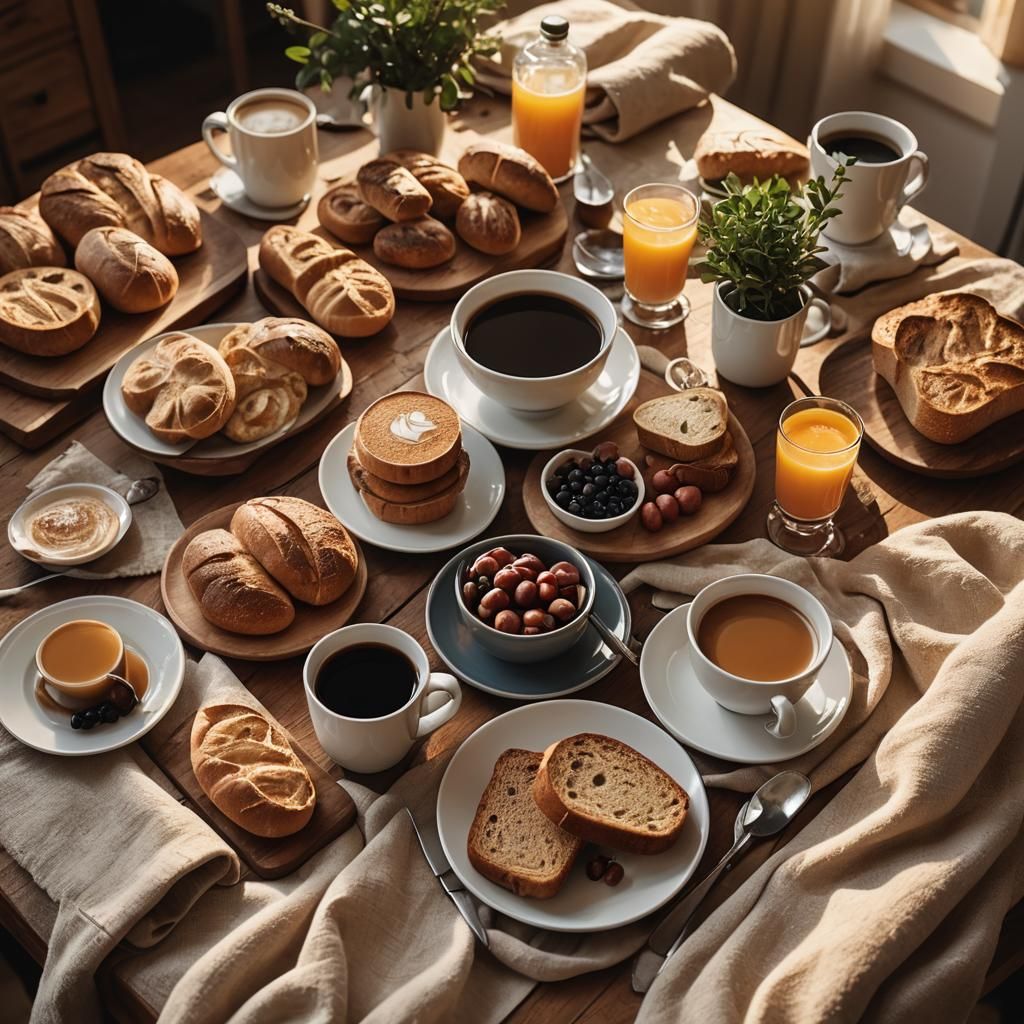 Warm Still Life of Breakfast with Coffee