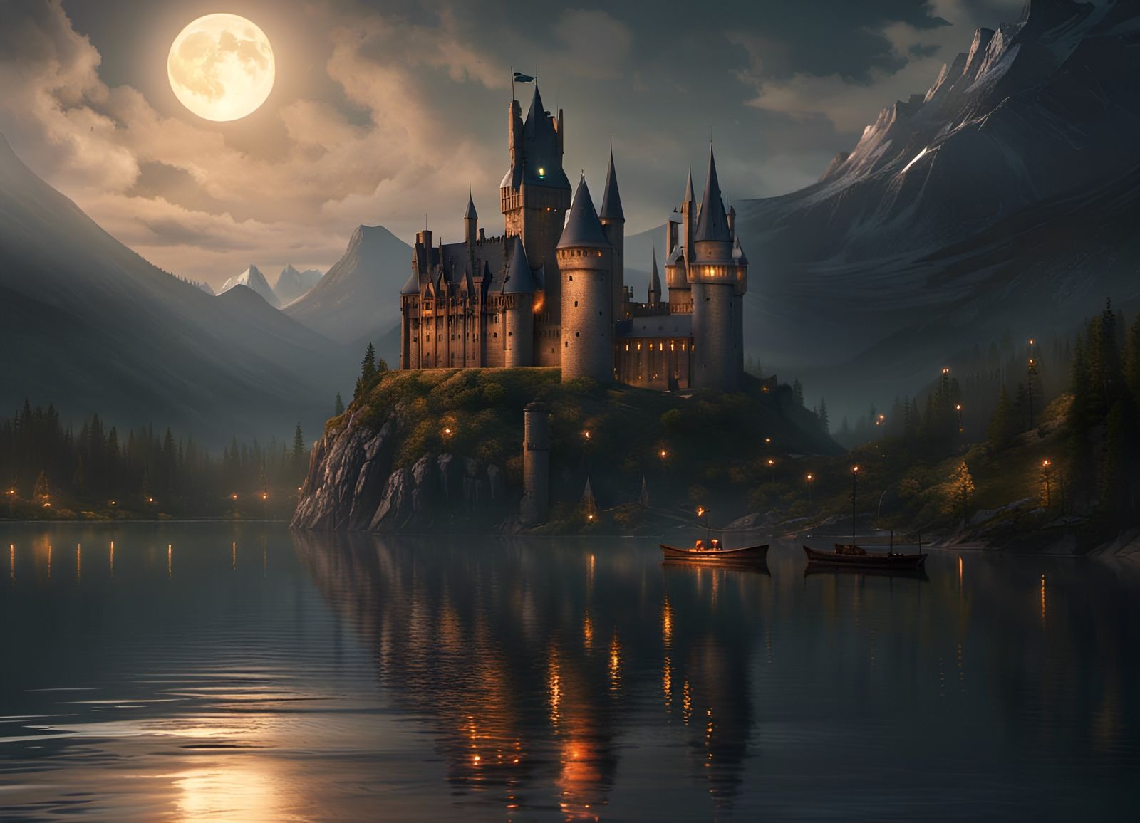 Enchanting Hogwarts Castle at Nightfall