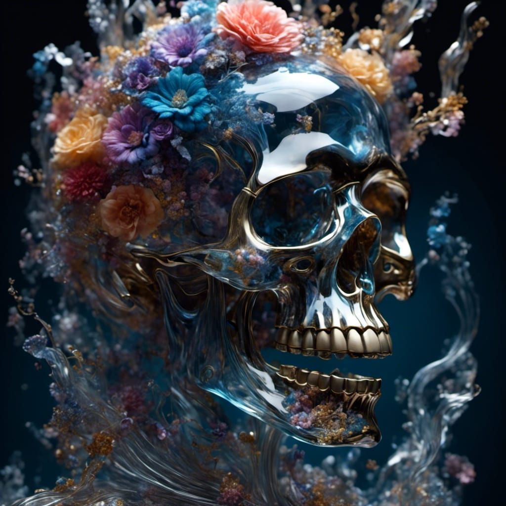 Crystal Skull Portrait with Smoke in Brain