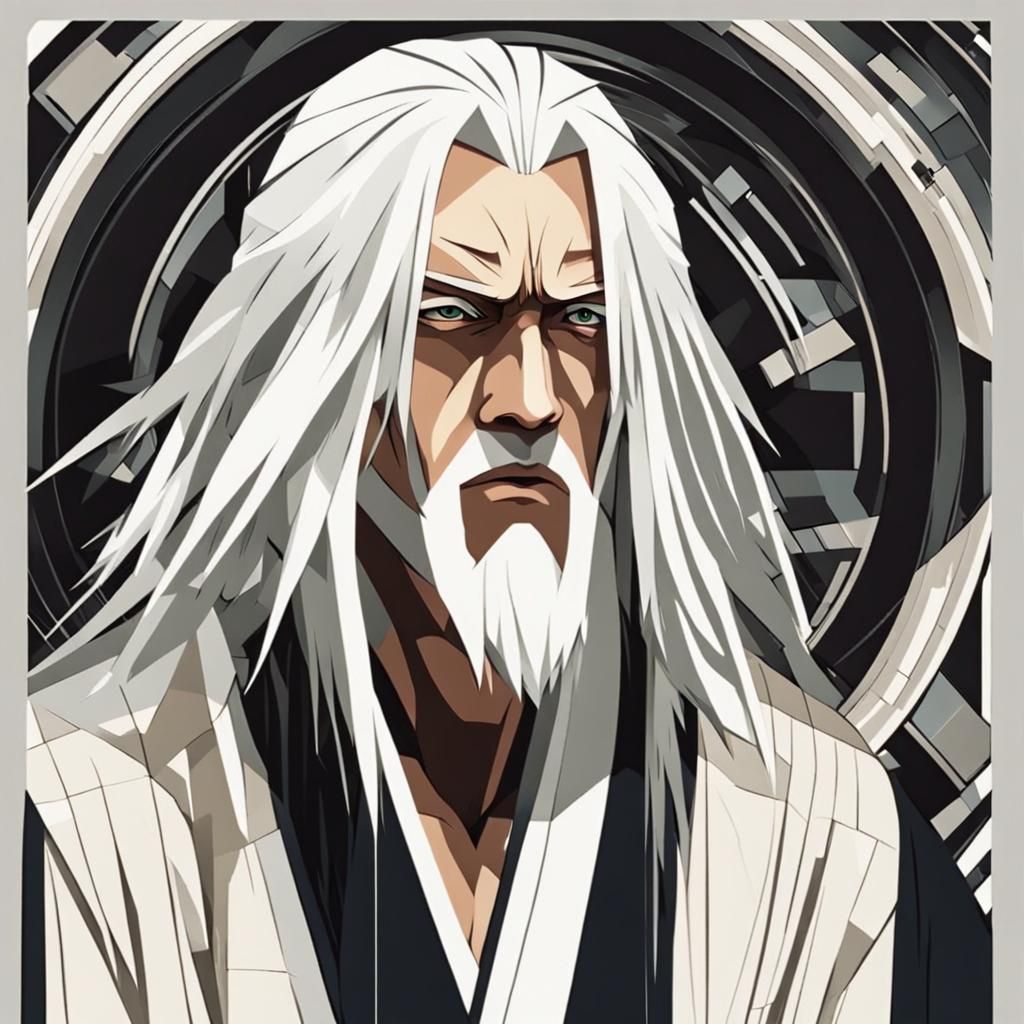 Cubist Portrait of a Sage with Byakugan Eyes