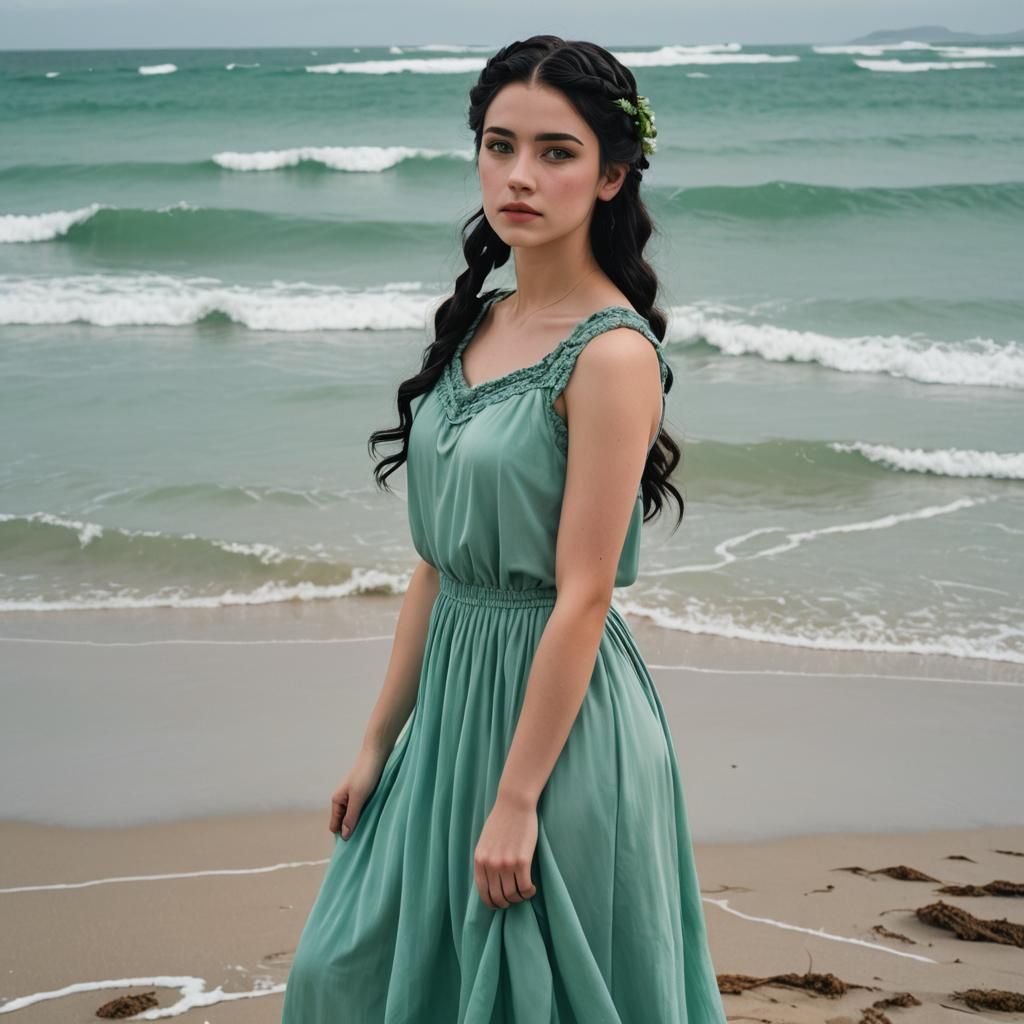 Demigod Daughter of Poseidon on a Beach