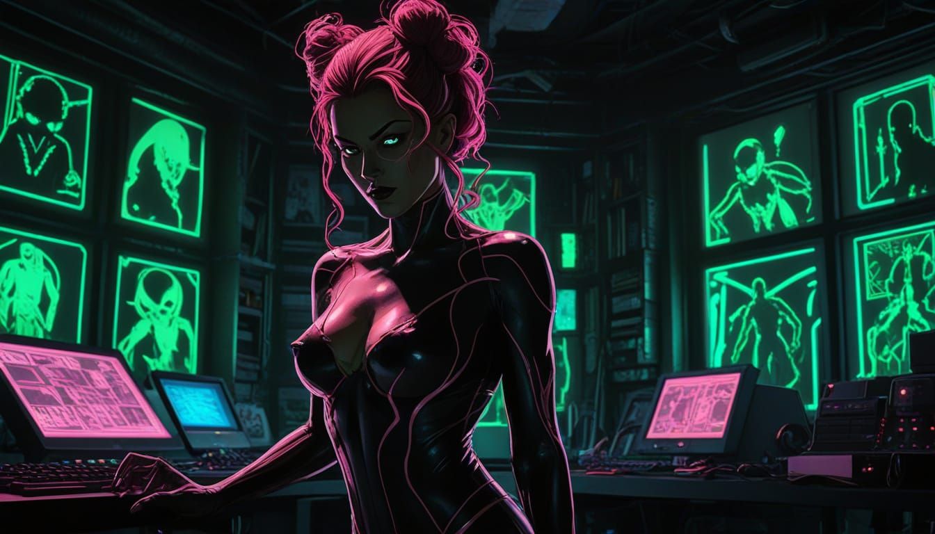Comic Villainess Plots in Neon Lair - Dynamic Art