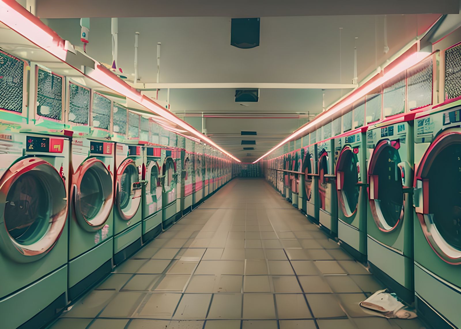 Nostalgic Laundromat in Shin Hanga Style